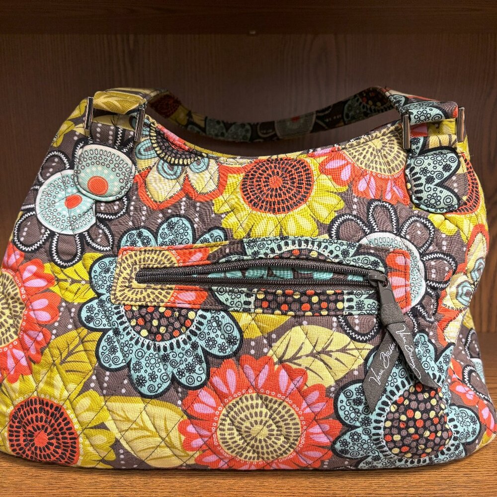 Vera Bradley Quilted Floral Shoulder Bag 3 Compartments 14x10